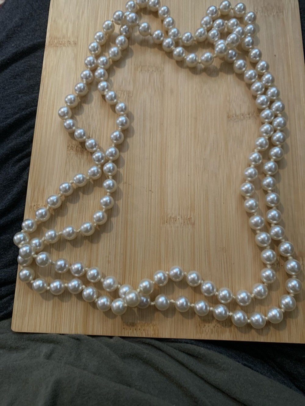 Vintage Classic White Pearl Long Strand Necklace